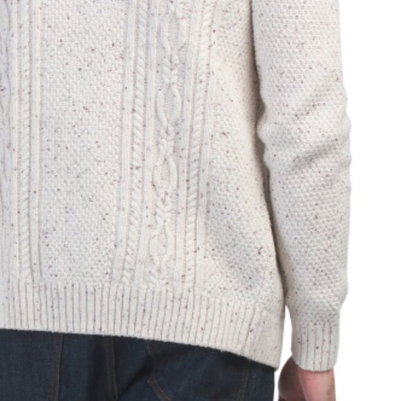 NEW RORIE WHELAN men Cardigan Sweater With Cable Knit Details White/Brown 362tn - Picture 5 of 5